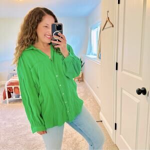 Judith March Green Merry Cotton Gauze Top Small